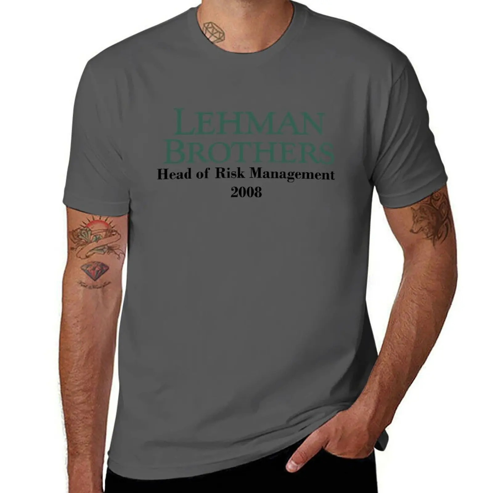 Lehman Brothers - Футболка «Голова риска» 2008 года, винтажная одежда, мужские футболки с короткими рукавами