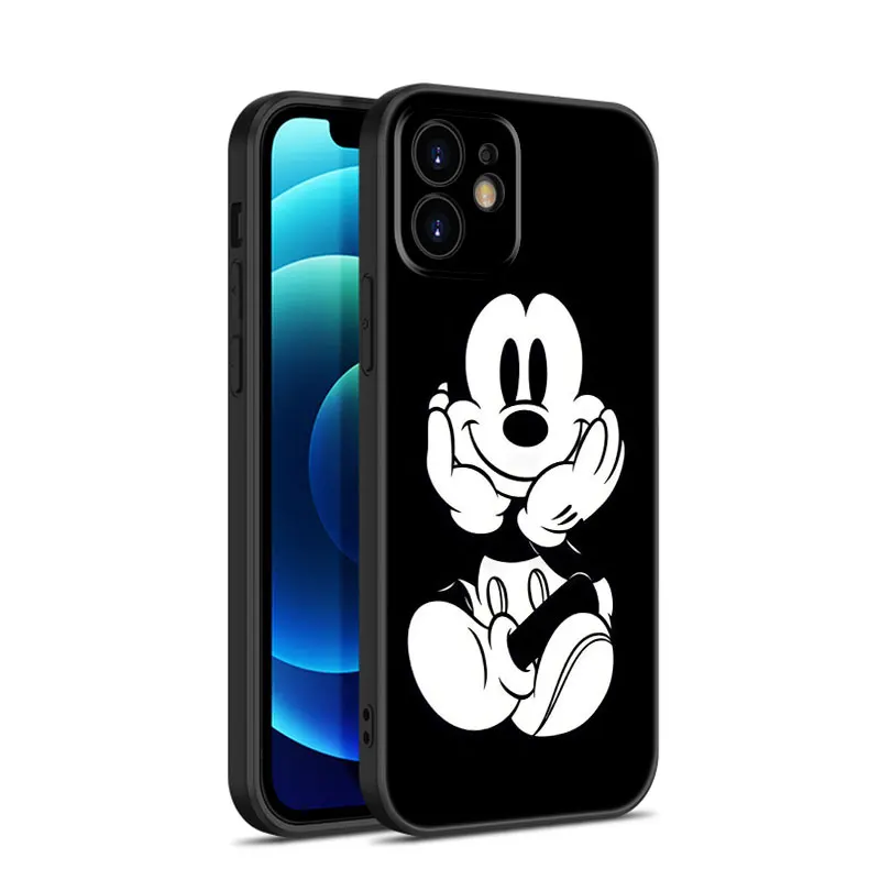 Фото Черный силиконовый чехол M-Mickey Art для Apple iPhone 12 13 Mini 11 14 15 Pro Max 7 8 Plus X XR XS SE 2020 2022 №4