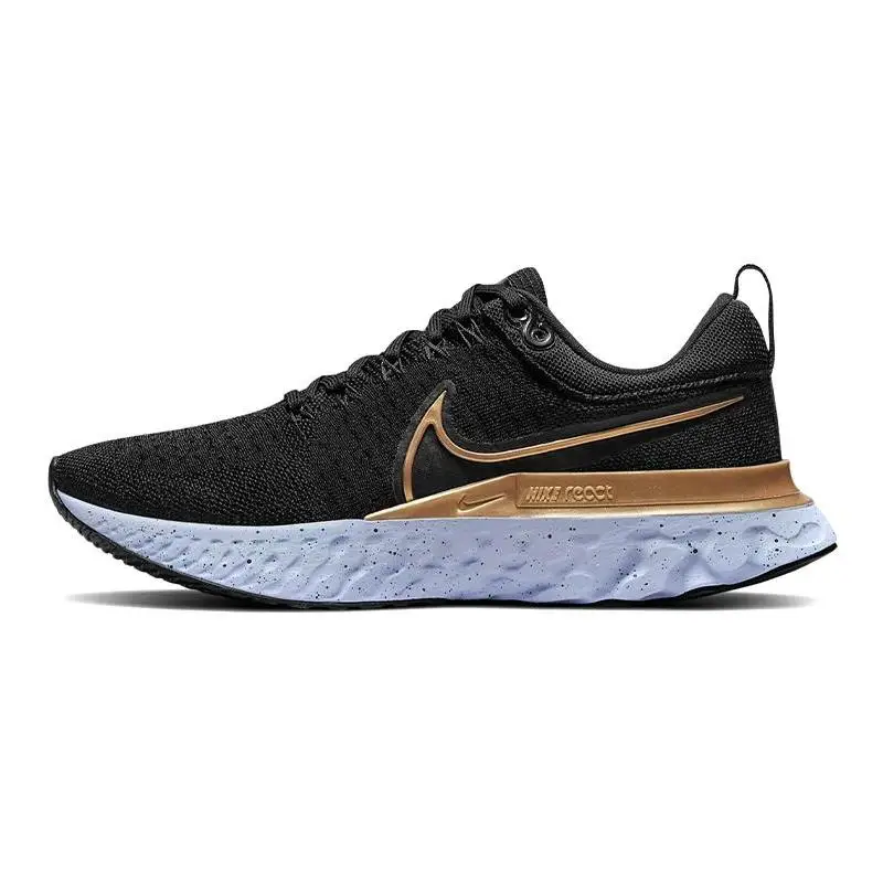 Женские кроссовки Nike React Infinity Run Flyknit 2, черные, металлические, золотые, CT2423-009