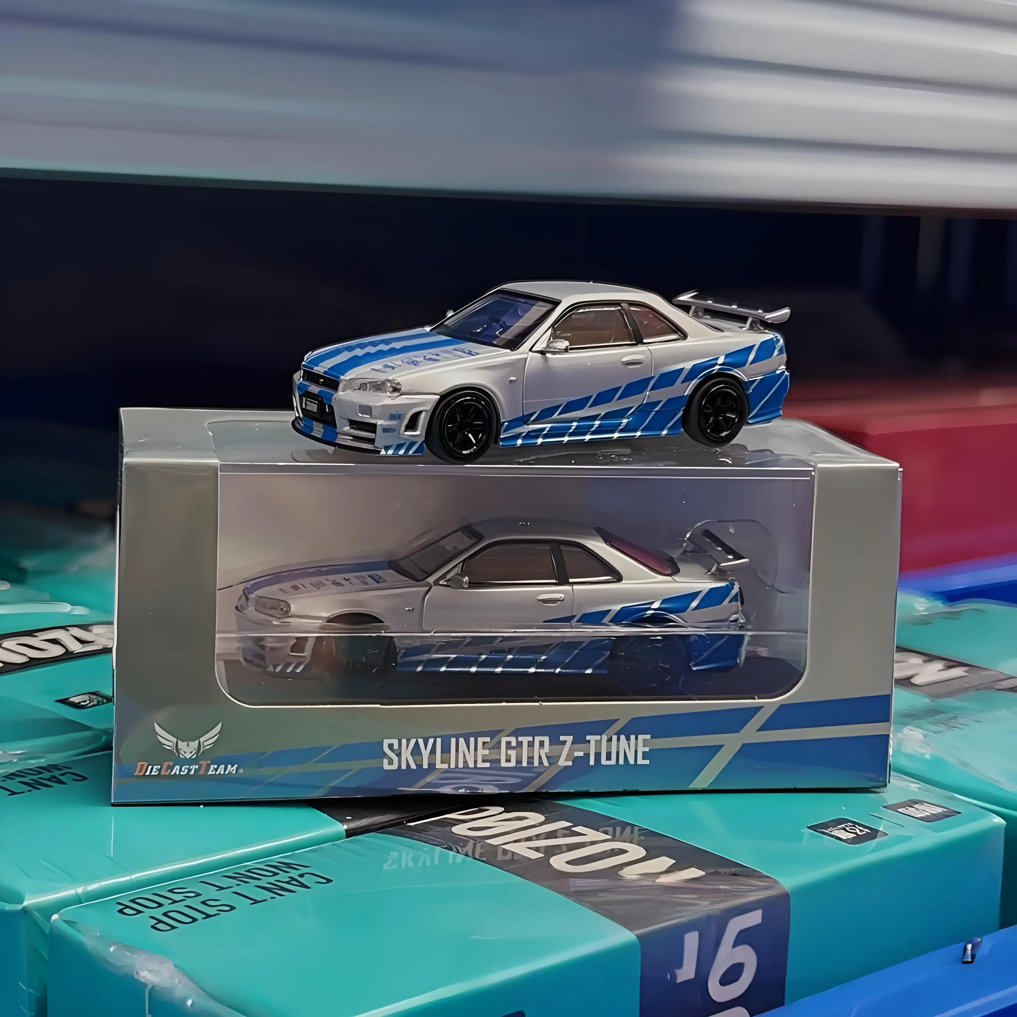 DCT 1/64 GTR R34 Z-Tune JDM легкосплавный автомобиль, литье под давлением и игрушечные транспортные средства, модель автомобиля, миниатюрная масштабная модель автомобиля для детей