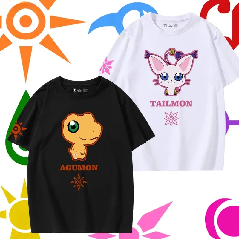 Аниме Digimon Adventure V-mon Agumon Palmon Tailmon Patamon Greymon Tentomon Gabumon Косплей Футболки с короткими рукавами и графикой