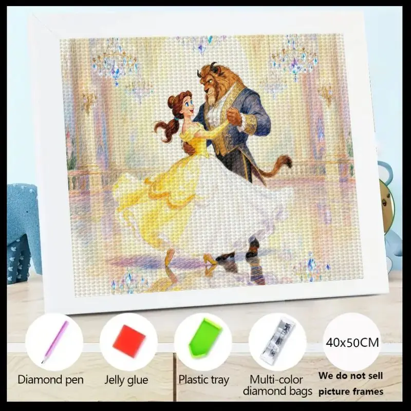 1 шт. 5D полный набор алмазной живописи, Disney Beauty and the Beast Belle and Prince Adam Dancing Romantic Fairytale Art, DIY Ge