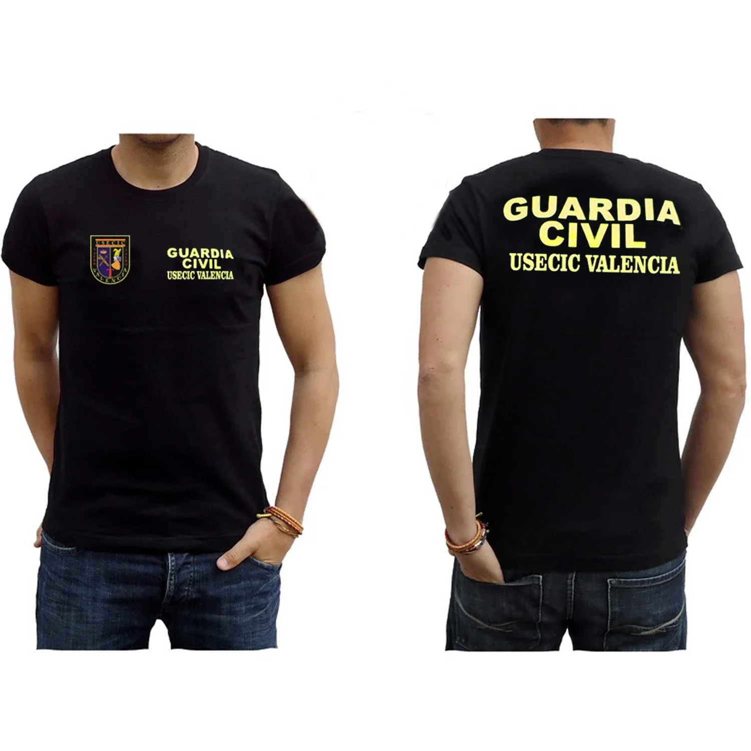 Camiseta España Guardia Civil USECIC Valencia. 100% Algodón De Alta Calidad, Cuello Redondo,