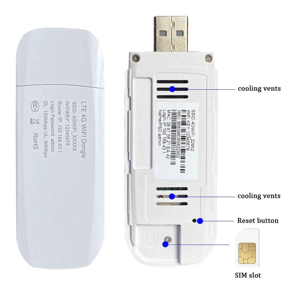 Фото Портативный Wi-Fi USB 4G роутер 150 Мбит/с SIM-карта USB 4G модем карманный хот-спот WiFi Dongle B7 B20 диапазон частот для дома и автомобиля №3