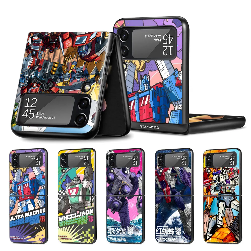 Чехол-трансформер Autobot для Samsung Galaxy Z Flip4 Flip3, Жесткий Чехол из ПК с откидной крышкой для телефона Z 4 3, черный чехол Zflip4 Zflip3