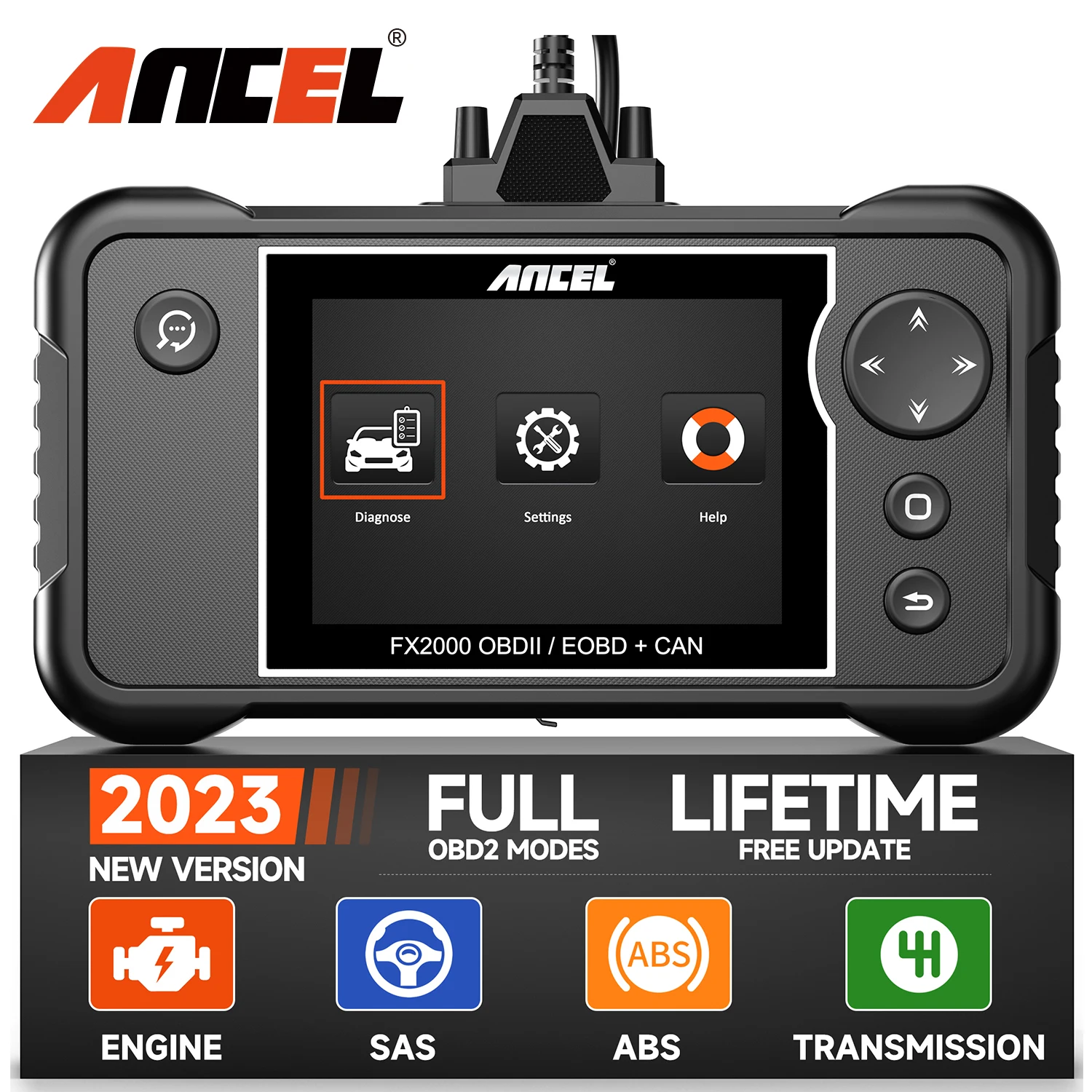 Диагностический инструмент Ancel FX2000 OBD2 для автомобиля, SRS, подушка безопасности, двигатель ABS, считыватель кодов коробки передач, Профессиональный Автомобильный сканер OBD2