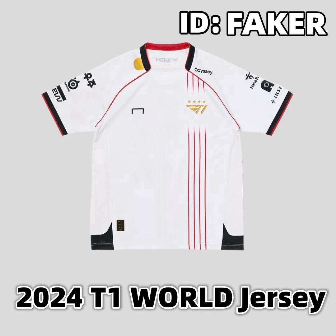 2024 T1 мировая Униформа FAKER Джерси ZEUS KERLA GUMAYUSI ONER рубашка SKT T1 рубашка MSI сторонники рубашки