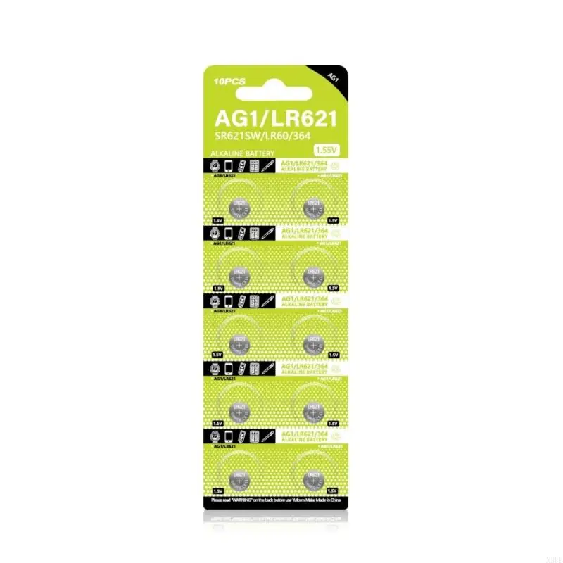 N3UB 10PCS 1,55V AG1 LR621 LR60 SR621 Аккумуляторы щелочной монеты для часов калькулятора