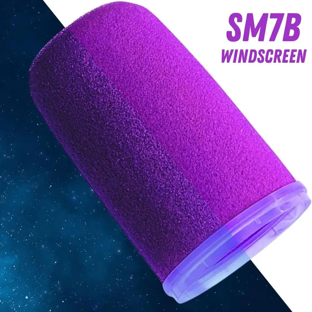 Крышка микрофона SM7, поп-фильтр для Shure SM7B, ветровое стекло из пенопласта высокой плотности SM7 дБ с фиолетовым светящимся воротником, для подкастов