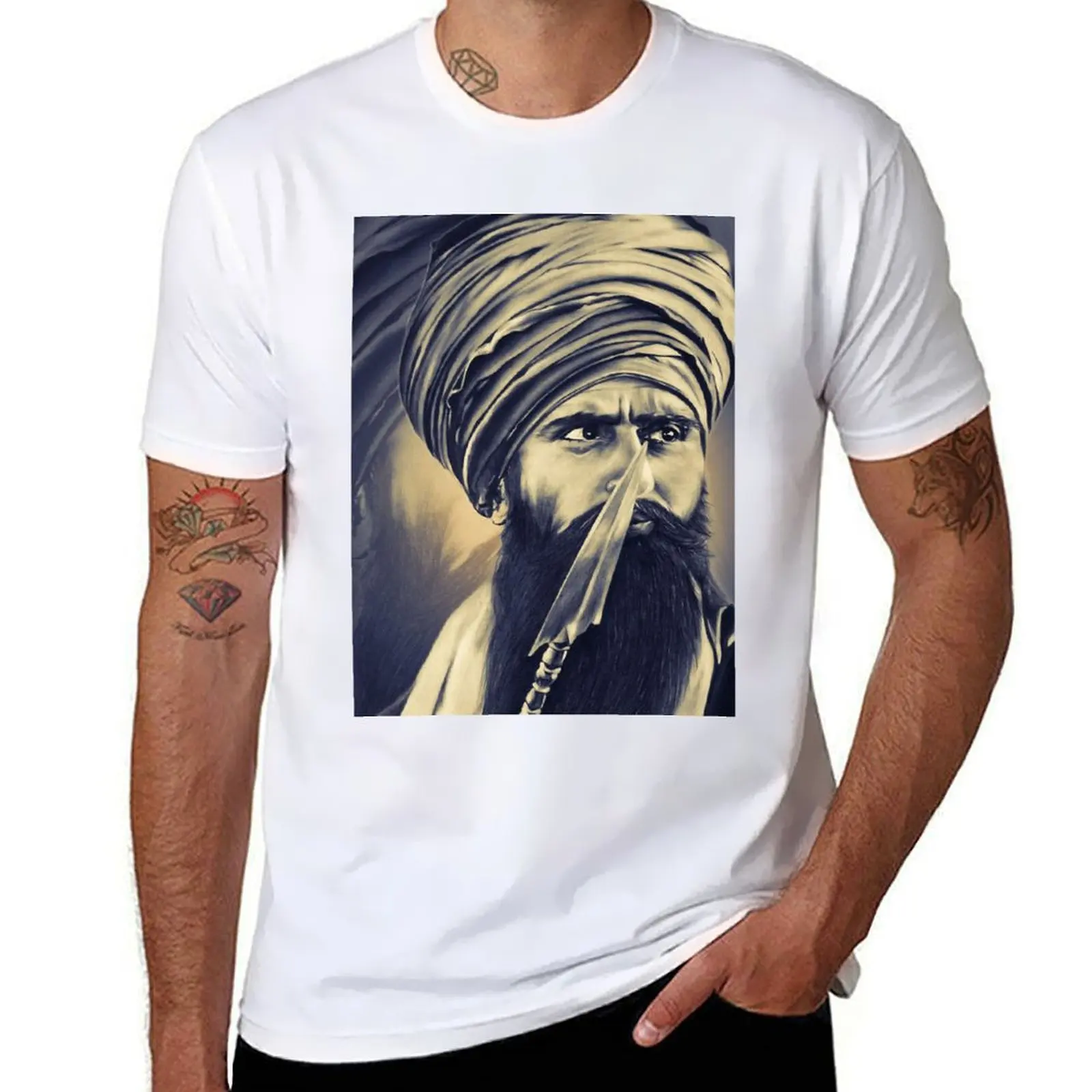 BHINDRANWALE футболка для мужчин забавная футболка с рисунком мужская хлопковая хлопковая футболка 100% футболка
