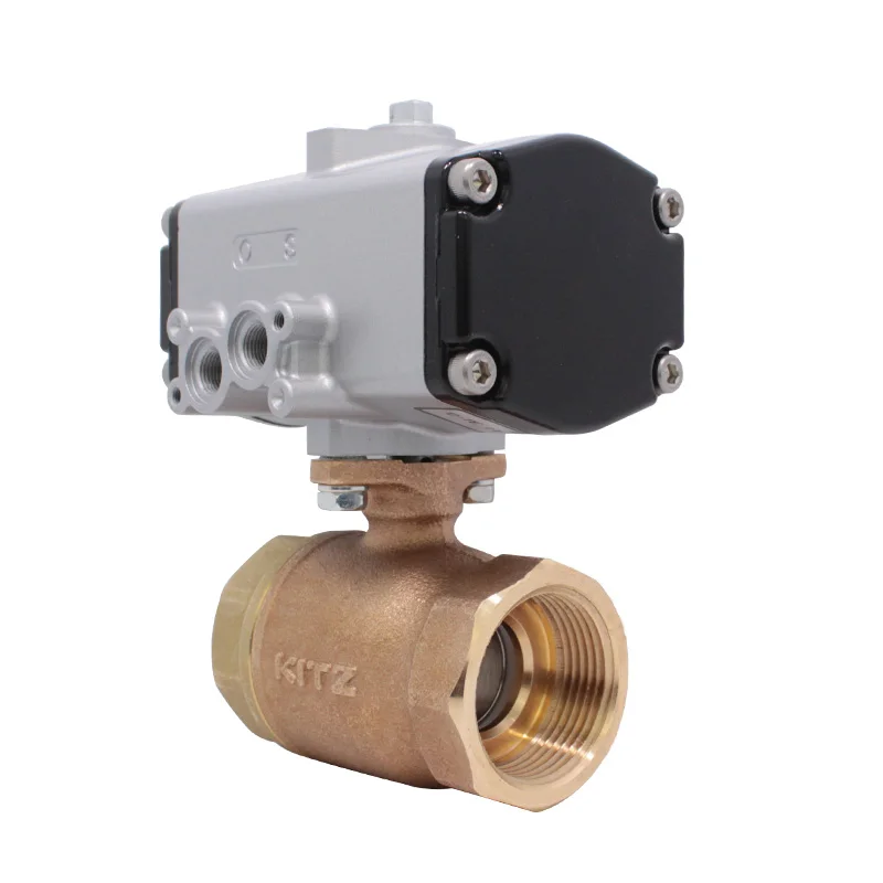Фото Шаровой кран C-TE Penumatic Control C-1 PN10 10K БРОНЗОВЫЙ ШАРИКОВЫЙ КЛАПАН С ГРРОНОВАННЫМИ КОНЦАМИ С ПНЕВМАТИЧЕСКИМ ПРИВОДЕМ для воды DN10-50 №3