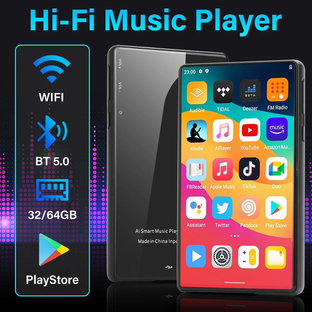 Фото 64 ГБ/32 ГБ Новый 5,0-дюймовый Android 11,0 Wi-Fi MP4-плеер Магазин приложений Bluetooth 5,0 MP3-плеер Spotify/Pandora/Tidal/Deezer Встроенный динамик №3