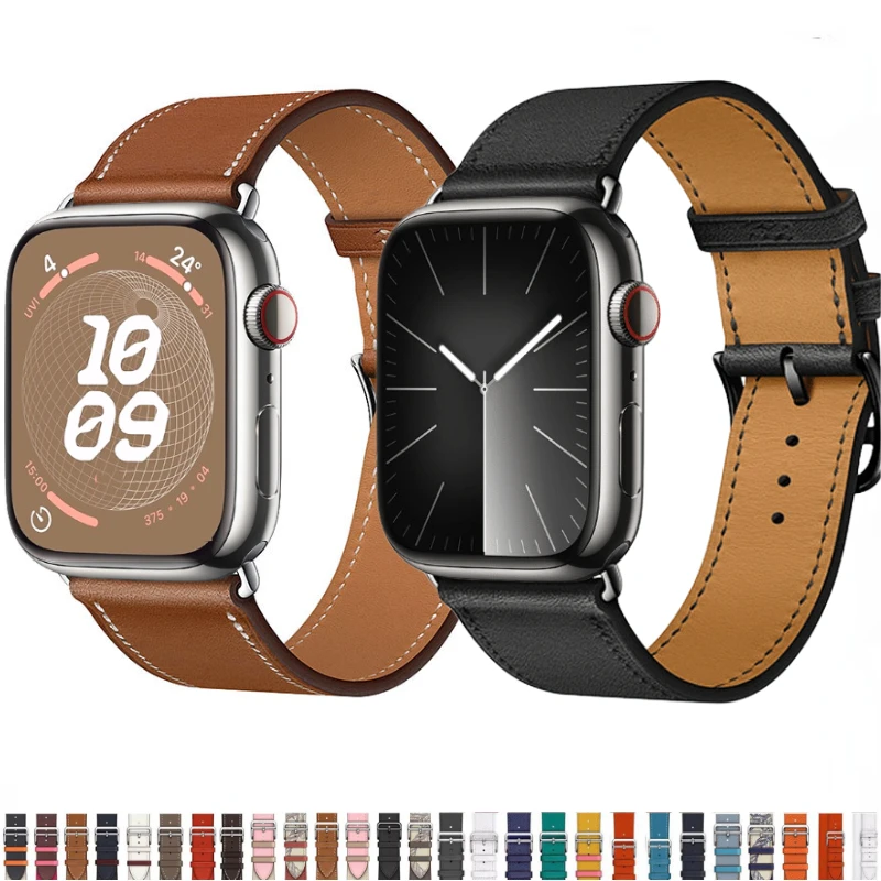 Кожаный ремешок для Apple watch Ultra 2 49 мм 9 8 7 45 мм 41 мм, высококачественный деловой браслет для iwatch 6 5 4 3 SE 44 мм 40 мм 42 мм