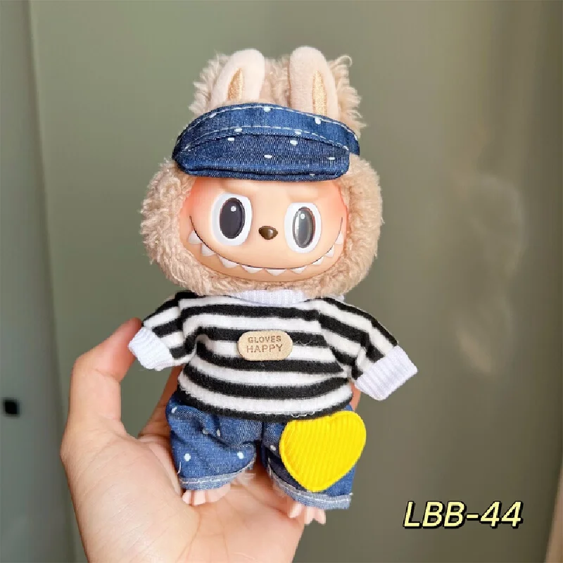 Фото Для Labubu roupas de bebê 17 см винил из pelúcia labubu для сидения festa terno deikki geração и segunda редуктор roupas apena №2