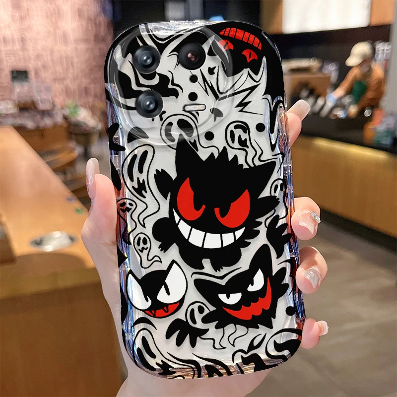 Фото Чехол Pokemon Gengar Wave для Xiaomi Mi 15 14 Ultra 14T 13 Lite 12 Pro 12S 12X 11i 5G POCO X7 X6 X5 X4 GT X3 NFC F6 F5 F3 Cover №4