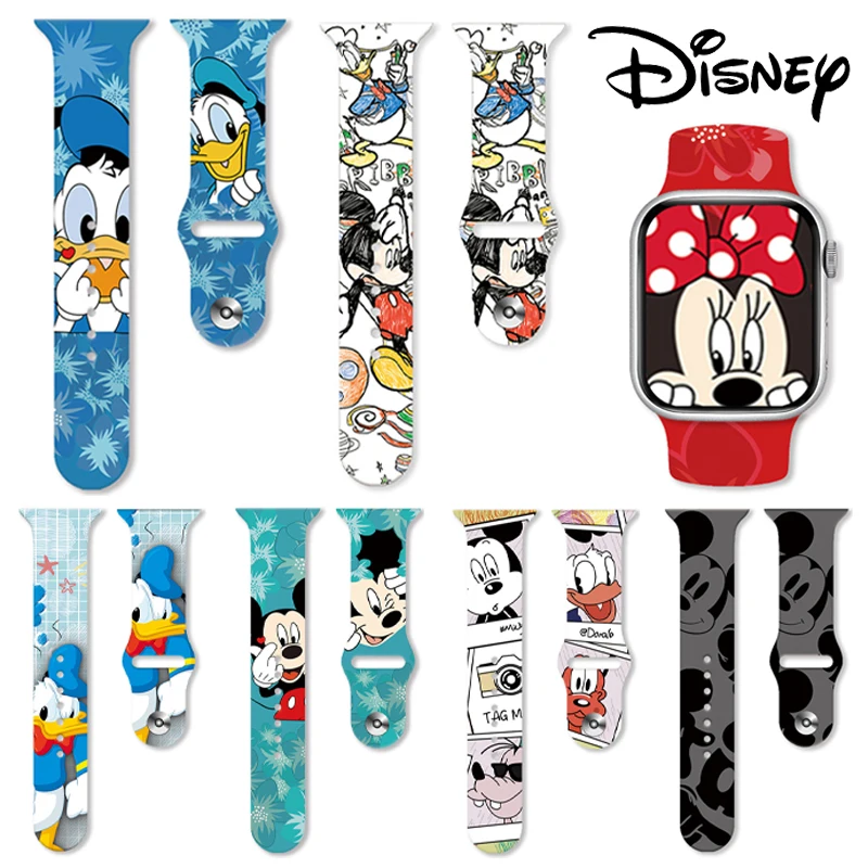 Ремешок для наручных часов Disney, браслет для Apple Iwatch Ultra, мультяшный браслет серии 8, 9, 7, 6, 3, 5, Se, 49 мм, 45 мм, 44 мм, 40 мм, 41 мм, 42 мм