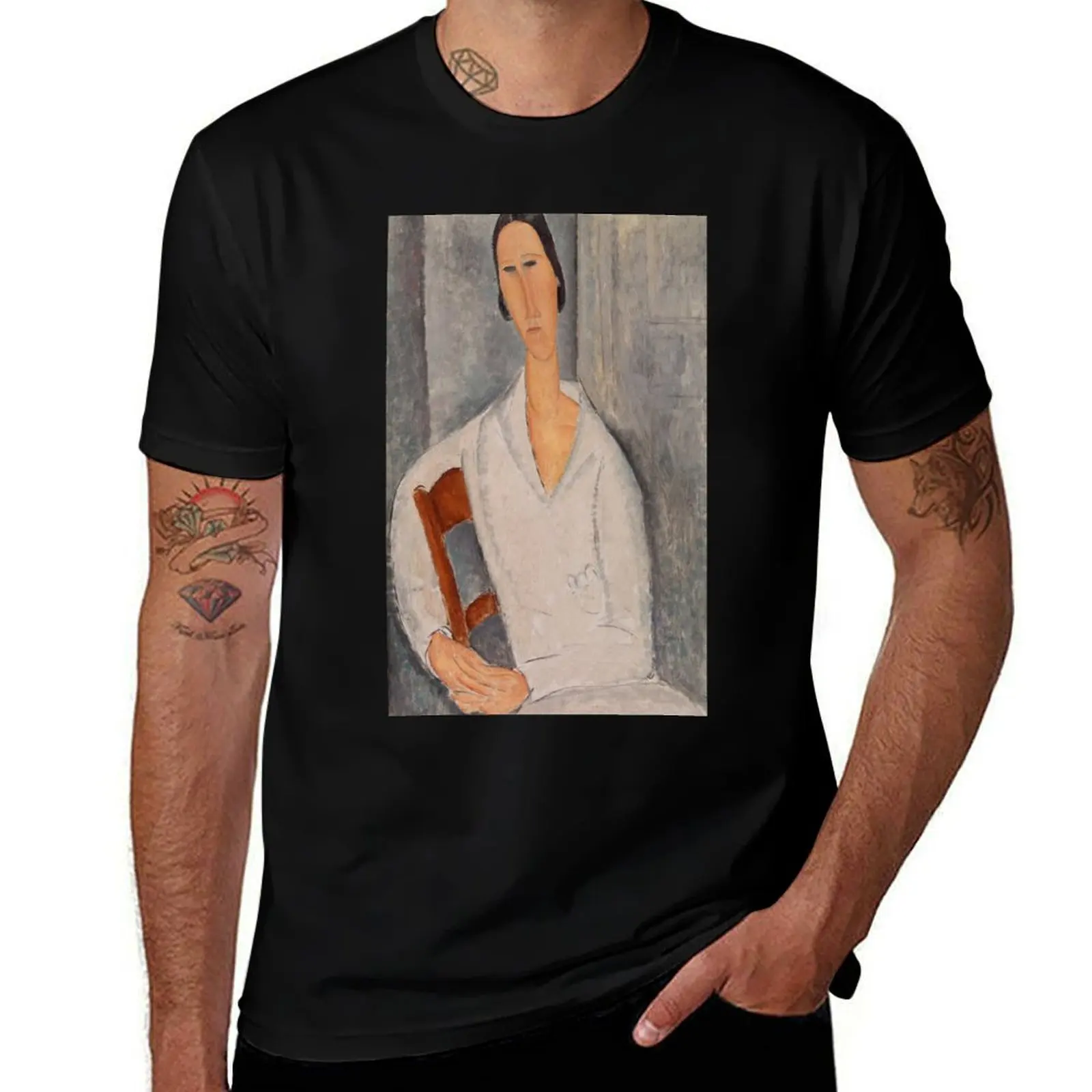 Винтажная футболка Amedeo Modigliani для женщин на стуле 125, мужские футболки для мужчин, футболка с аниме, футболка