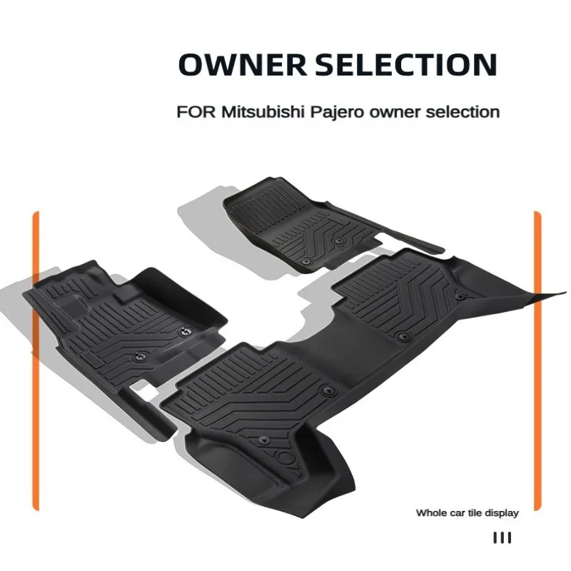 Фото Коврики TPE для Mitsubishi Pajero V93/V97 2007-2023 LHD ICEV с полным покрытием, водонепроницаемые аксессуары для порога объемного звучания №5