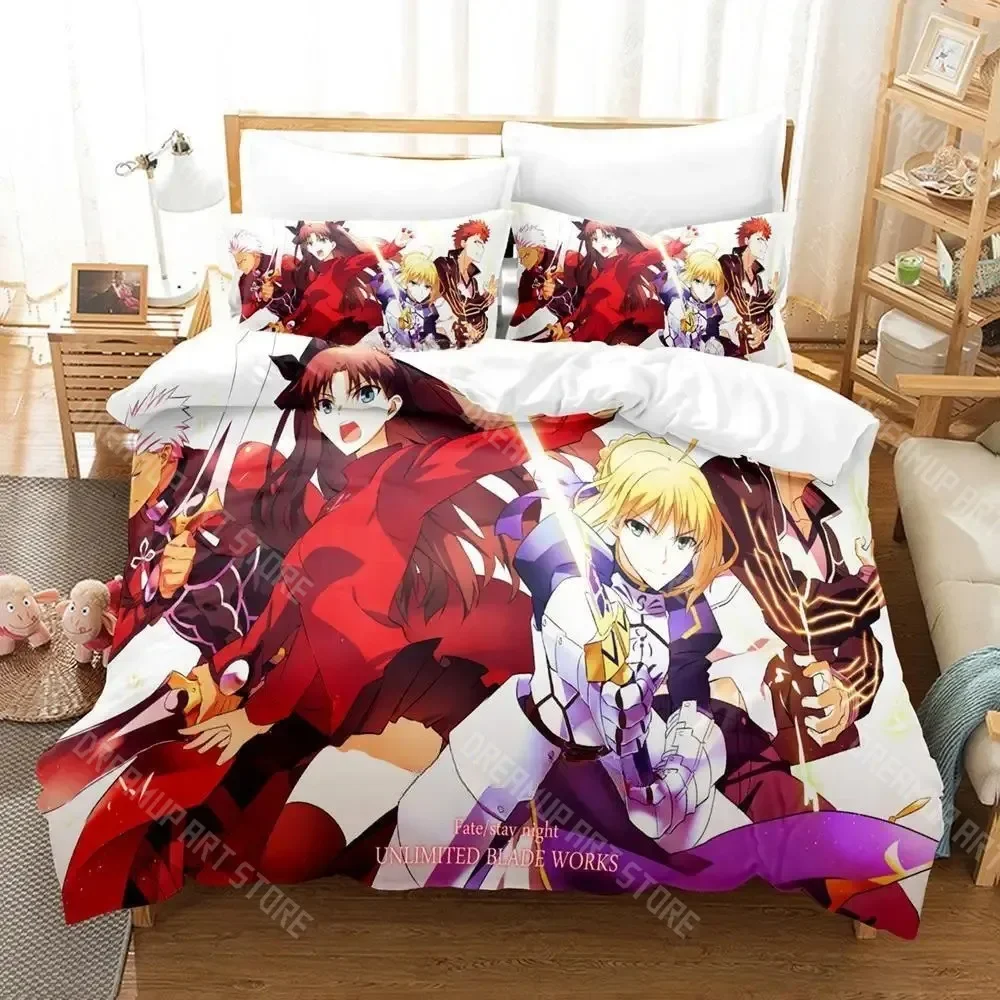 Фото 3D Print Fate Stay night Unlimited Blade Works Комплект постельного белья Single Twin Full Queen King Size Комплект постельного белья для взрослых и детей Спальня Kołdra cove №2