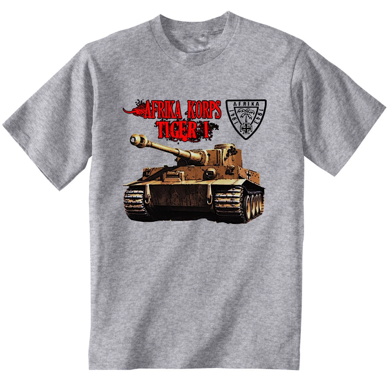 Футболка танка German Africa Korps Panzerwagen Tiger I времен Второй мировой войны. Повседневные футболки из 100% хлопка с короткими рукавами и круглым вырезом, свободный верх, размер S-3XL