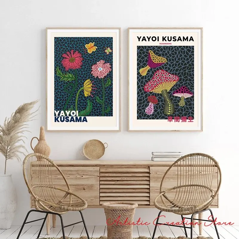 Фото Выставочный плакат Yayoi Kusama, японское искусство, холст, картины, абстрактная печать, Настенная картина для гостиной, домашний декор №3