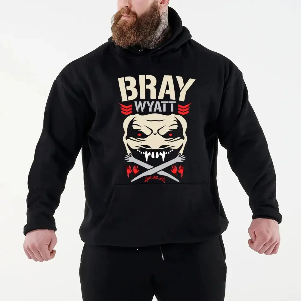 Новинка Осень-зима 2024, Мужская черная толстовка известного борца Bray Wyatt, Повседневный пуловер для уличного спорта