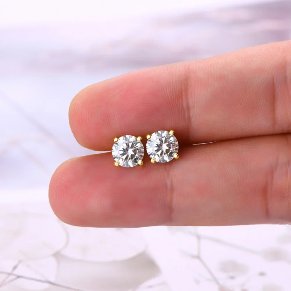 Фото Женские серьги-гвоздики из серебра 6,5 пробы, с бриллиантами №2