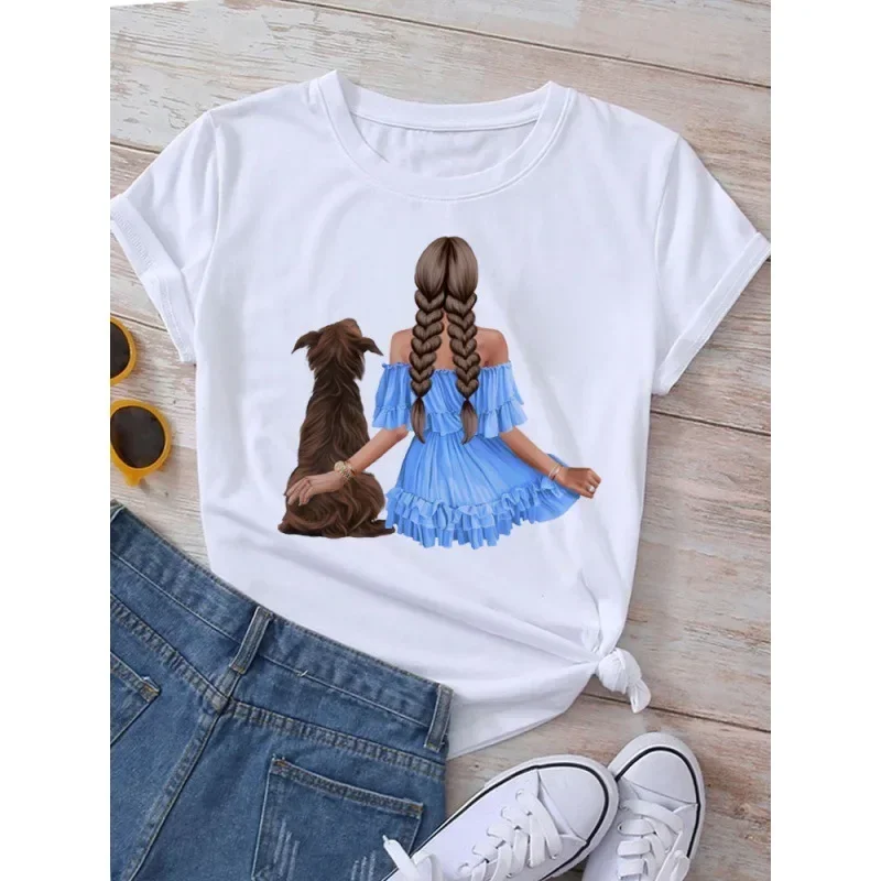 Фото Neue Frauen T Hemd Nie G MENG Allein Футболка с принтом Hund Liebh Футболки с круглым вырезом с принтом для мужчин и женщин Футболки №5