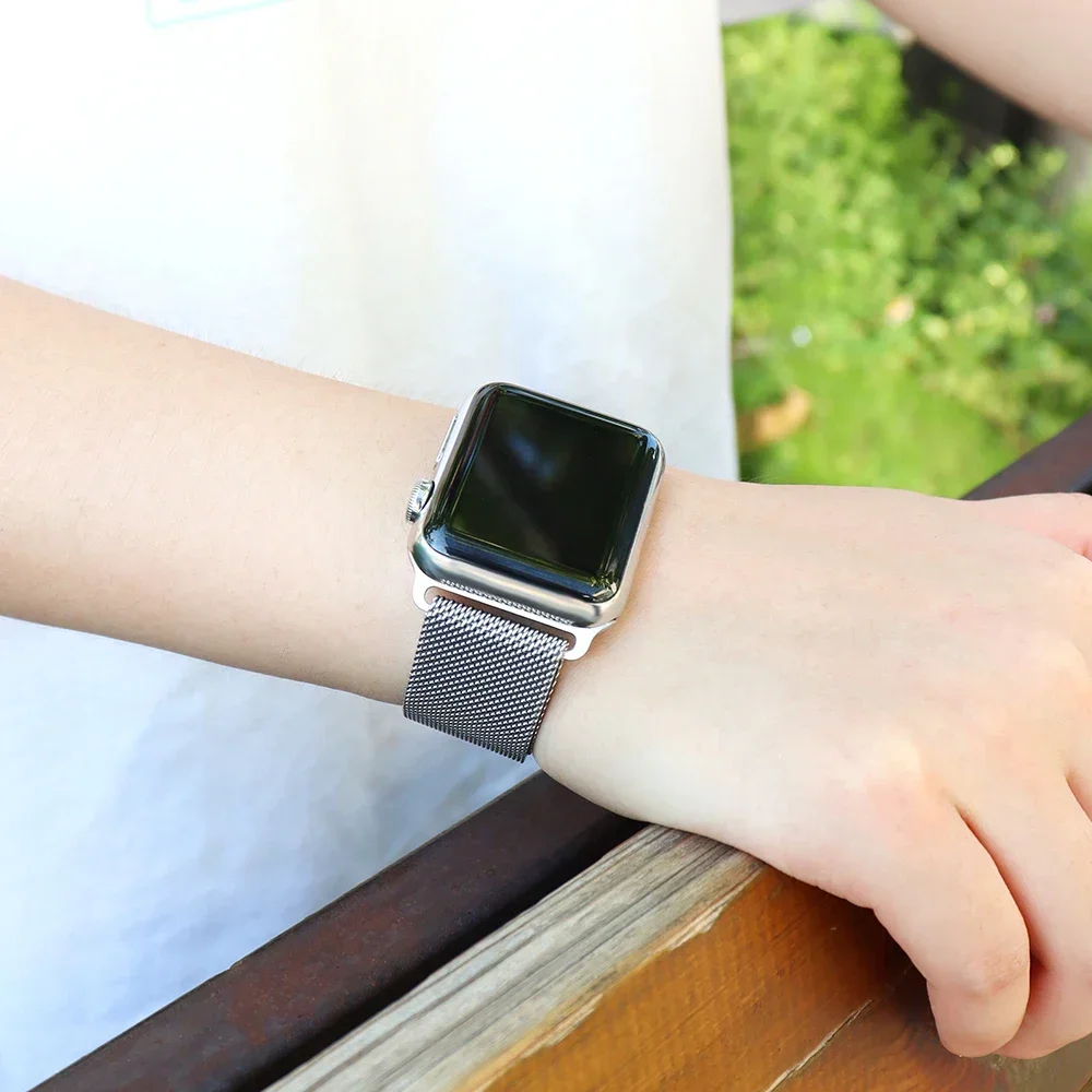 Фото Ремешок «Миланская петля» для apple watch, металлический браслет для iwatch series 9 8 7 6 5 4 3 SE, ультра 49 мм 45 мм 44 мм 41 мм 40 мм №2