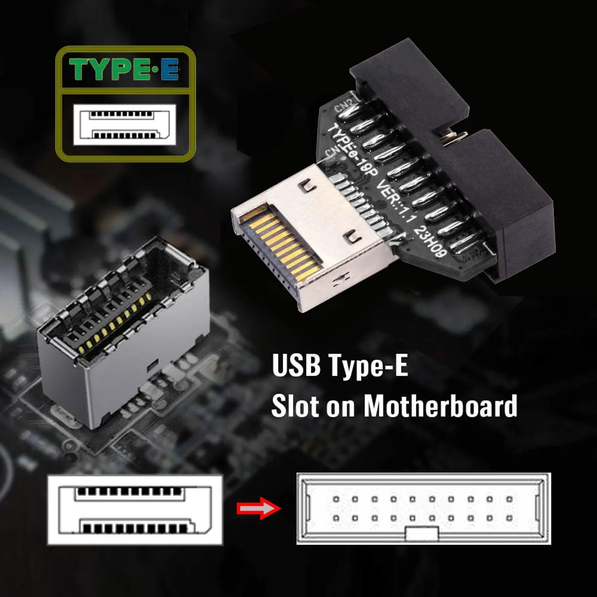 Фото Кабель-адаптер USB3.1 Type-E с разъемом IDC USB 3.1 на разъем передней панели на 2 порта USB 3.0, гнездовой адаптер для материнской платы PCBA 20 см №2