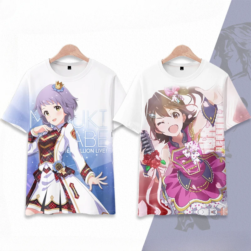 IDOLM STER миллионов живых! Футболка с 3D-принтом для женщин и мужчин, модная смешная рубашка с круглым вырезом и коротким рукавом, с графическим принтом, косплей