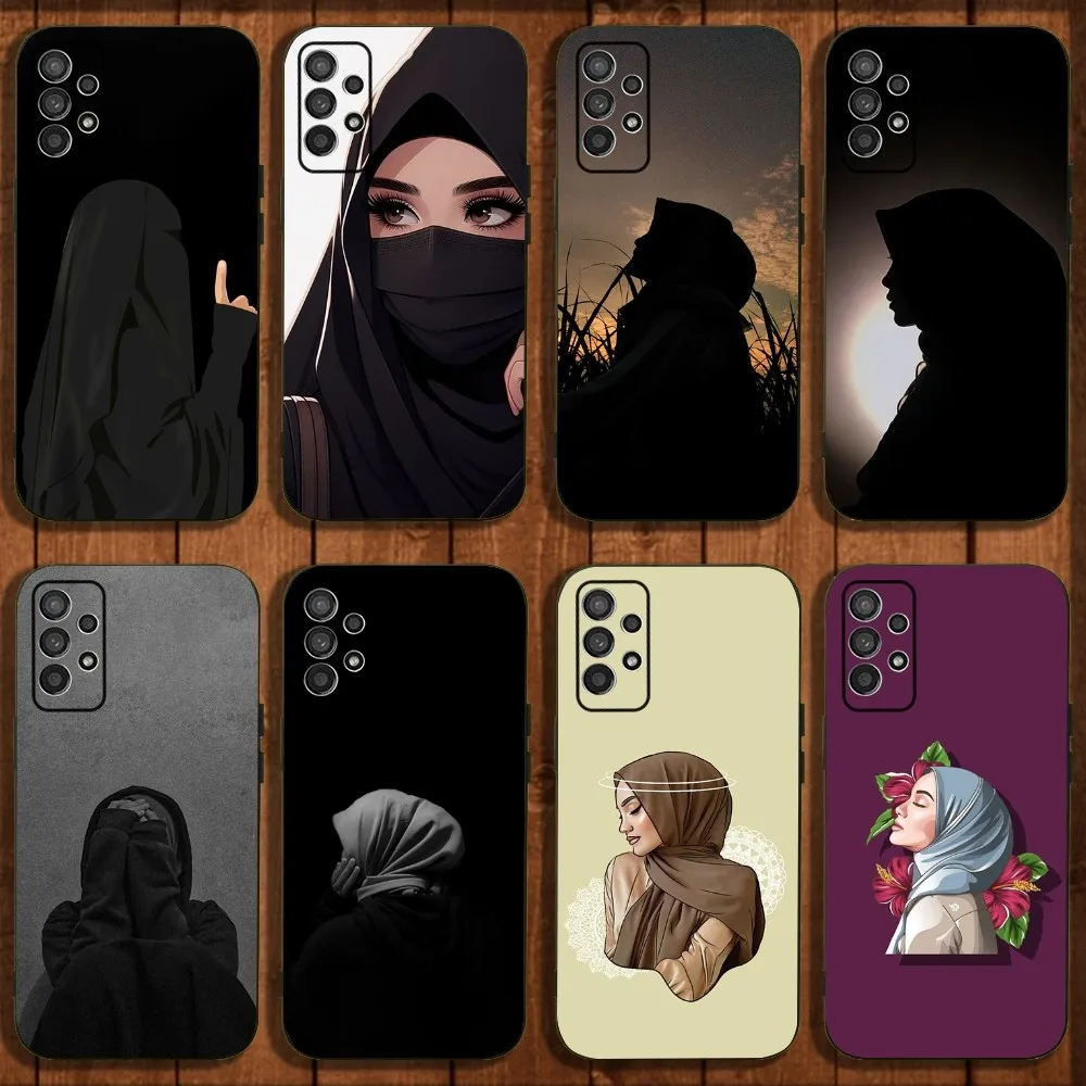 Hijab Hijabi женский чехол для телефона Samsung Galaxy A13,A21s,A22,A31,A32,A52,A53,A71,A80,A91 мягкий черный Чехол
