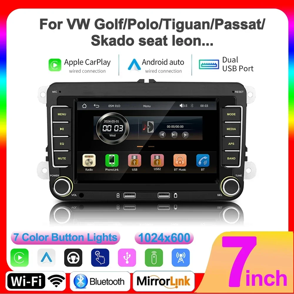 Автомобильный радиоприемник для VW Volkswagen Skoda Octavia Golf 5 6 Touran Passat B6 Polo Jetta 2 Din Мультимедийный плеер Навигация GPS