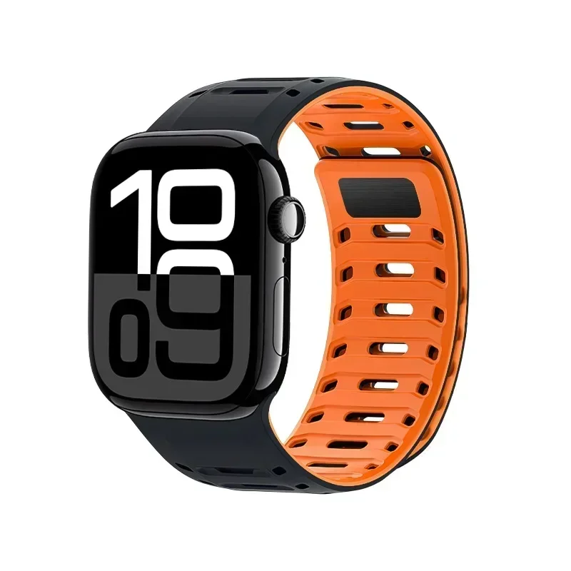 Фото Мягкий силиконовый магнитный ремешок для Apple Watch Series 10 9 8 7 Ultra 2 49 мм 46 мм 45 мм Спортивный ремешок-петля для Iwatch 9 8 7 6 5 4 44 мм №2