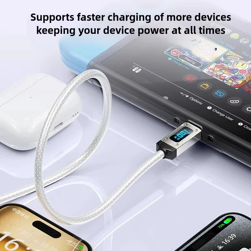 Фото PD 100 Вт Кабель для быстрой зарядки типа C — USB typu C Дисплей USBC — USB C Кабель для iPhone 15 ProMax Macbook Samsung S24 S23 №2