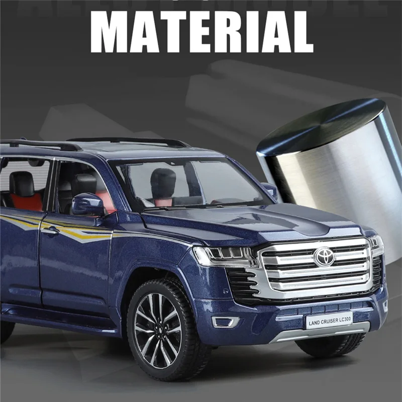 Фото 1/24 Toyota Land Cruiser LC300 SUV, модель автомобиля из сплава, литой под давлением металлический внедорожник, модель автомобиля, звук, свет, имитация, детская игрушка в подарок №2
