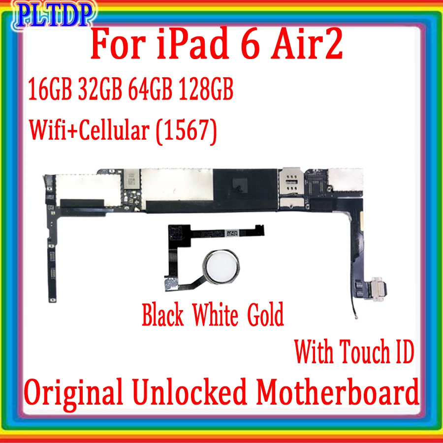 Фото 100% протестированные чипы для iPad 6 Air 2 A1567 материнская плата Wifi + сотовая оригинальная Разблокировка для iPad 6 1567 с/без Touch ID логическая плата №4
