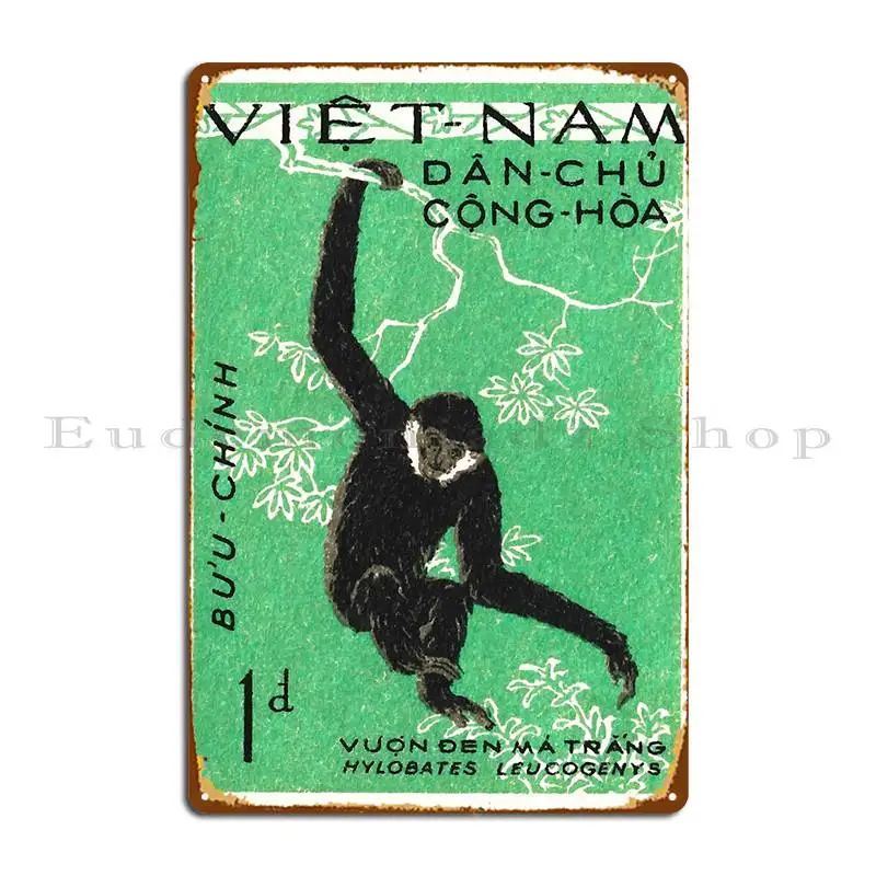 Вьетнамский Gibbon 1961 года, почтовый штамп, металлическая табличка, клубный дизайн, фреска для паба, классический жестяной знак, плакат