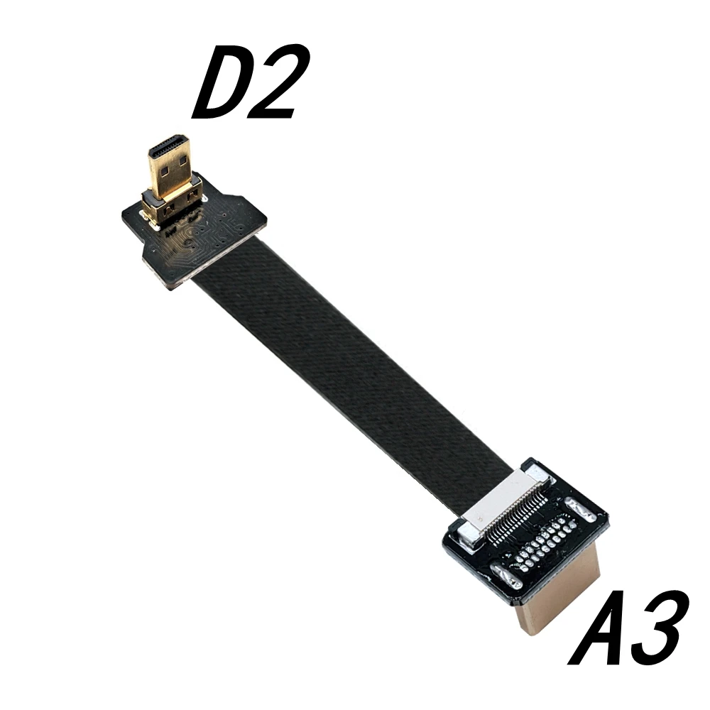 Micro HDMI-совместимый угол в HDMI Micro Type-D Up Down «папа-мама» HD плоский кабель FPC для GH4 GoPro BMPCC A5000 A6000 A7R A7S