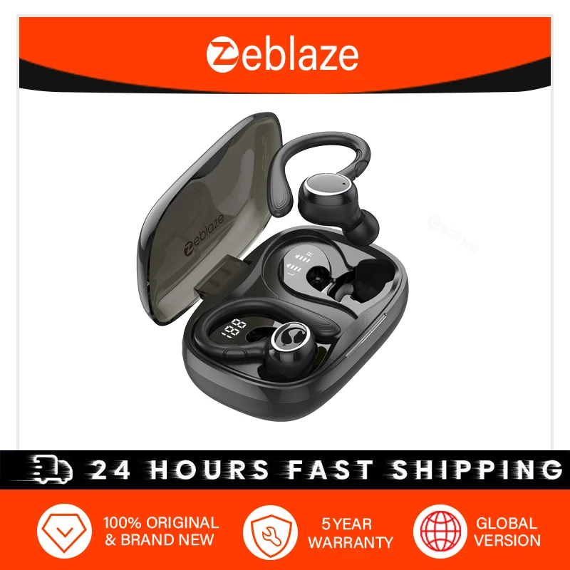 【5-летняя гарантия】Zeblaze Air Conduction Bluetooth 5.4 Open OWS Headphone 90 °   Регулируемый ушной крючок с умным приложением для IOS Android