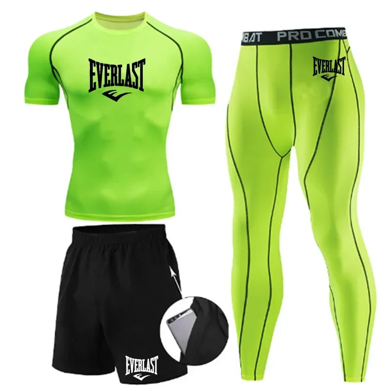 Фото EVERLAST Мужская футболка + шорты, комплект из 2 предметов, одежда для отдыха с короткими рукавами, спортивная одежда для бега в тренажерном зале, брендовая одежда с принтом №2