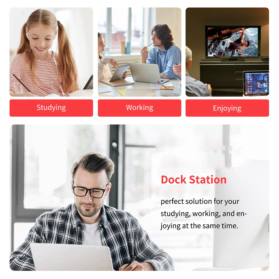Фото Адаптер USB 3,0-HDMI VGA, USB 5 в 1 порт, док-станция Displaylink, конвертер для Apple Macbook pro air Mini windows win7/8/win10 №2