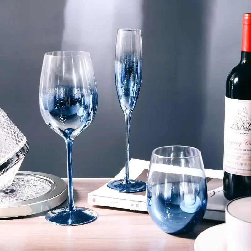 Star Sky Crystal Glass Goblet Blue Red Wine Cup Household High Beauty Light Luxury Water Cup Party Champagne Glass