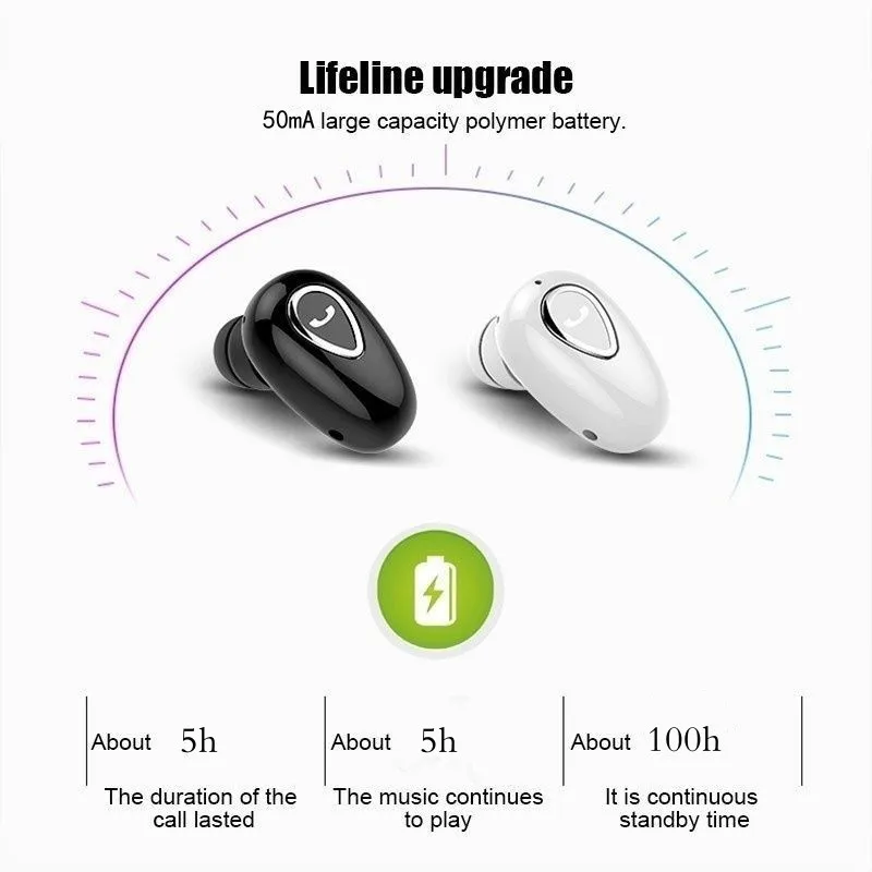 Фото Невидимые мини-наушники Bluetooth 5,0, Спортивная игровая гарнитура, беспроводные наушники, стереонаушники для режима «свободные руки» для всех смартфонов №5