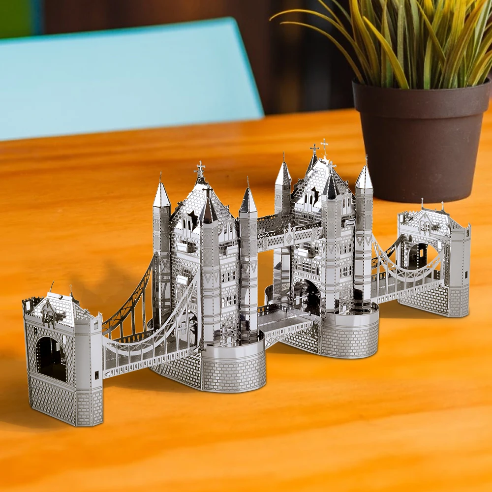 Фото Металлический 3D-пазл Piececool, модель лондонской башни, моста, наборы для сборки, «сделай сам», пазл для подростков, металлическая модель, лучши... №5