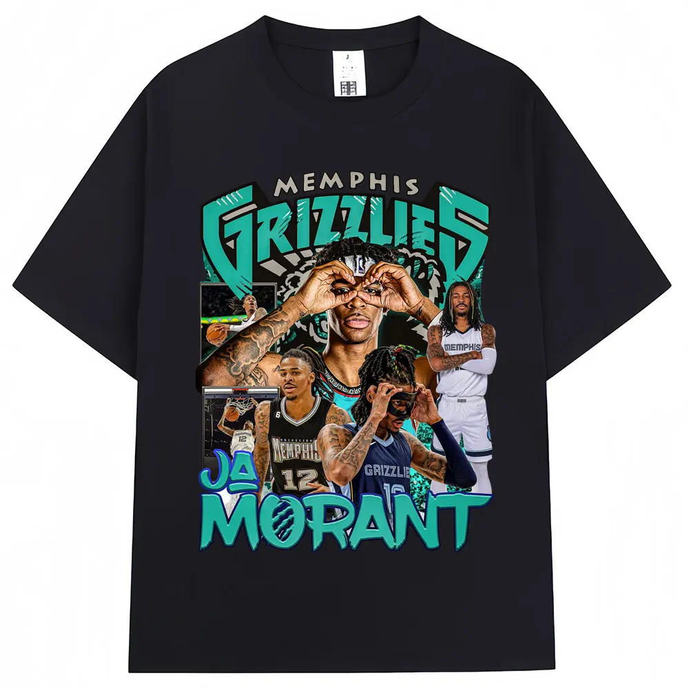 Ja Morant 12 Memphis Print T Shirt Basketball Fans Gifts Men's Short Sleeve Vintage Men Women Fashion Summer T Shirts Streetwear