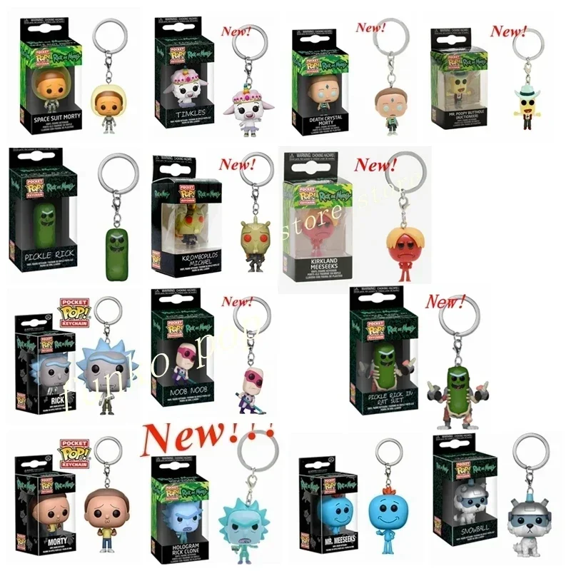 FUNKO Pocket New Rick HOLOGRAM Space Morty Pickle Rick in Rat Костюм Rick CLONE Брелок Фигурка Игрушки Mr. Meeseeks Snowball Игрушка Игровые фигурки и трансформеры