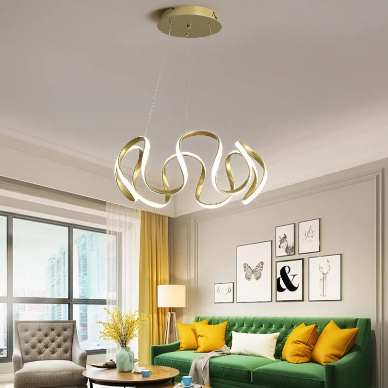 Фото Lampu Gantung Modern Lampu Gantung Led Emas Bulat/Hitam Lampu Gantung Dapur Ruang Tamu Ruang Makan Lampu Ruang Dapur №4