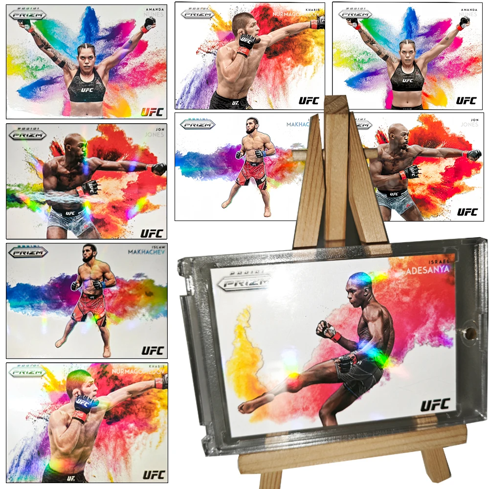 PANINI UFC 6 шт./компл. makhachev adesanya jones nijnes Laser Rainbow Цветные коллекционные карточки для дыма кирпичи Праздничные подарки для мальчиков