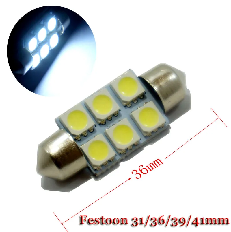 Фото 36 мм 41 мм Festoon светодиодный Bulbs White DE3175 DE3021 светодиодный автомобильные внутренние купольные лампы для грузовиков, купольная карта, дверные подсветки багажника №2